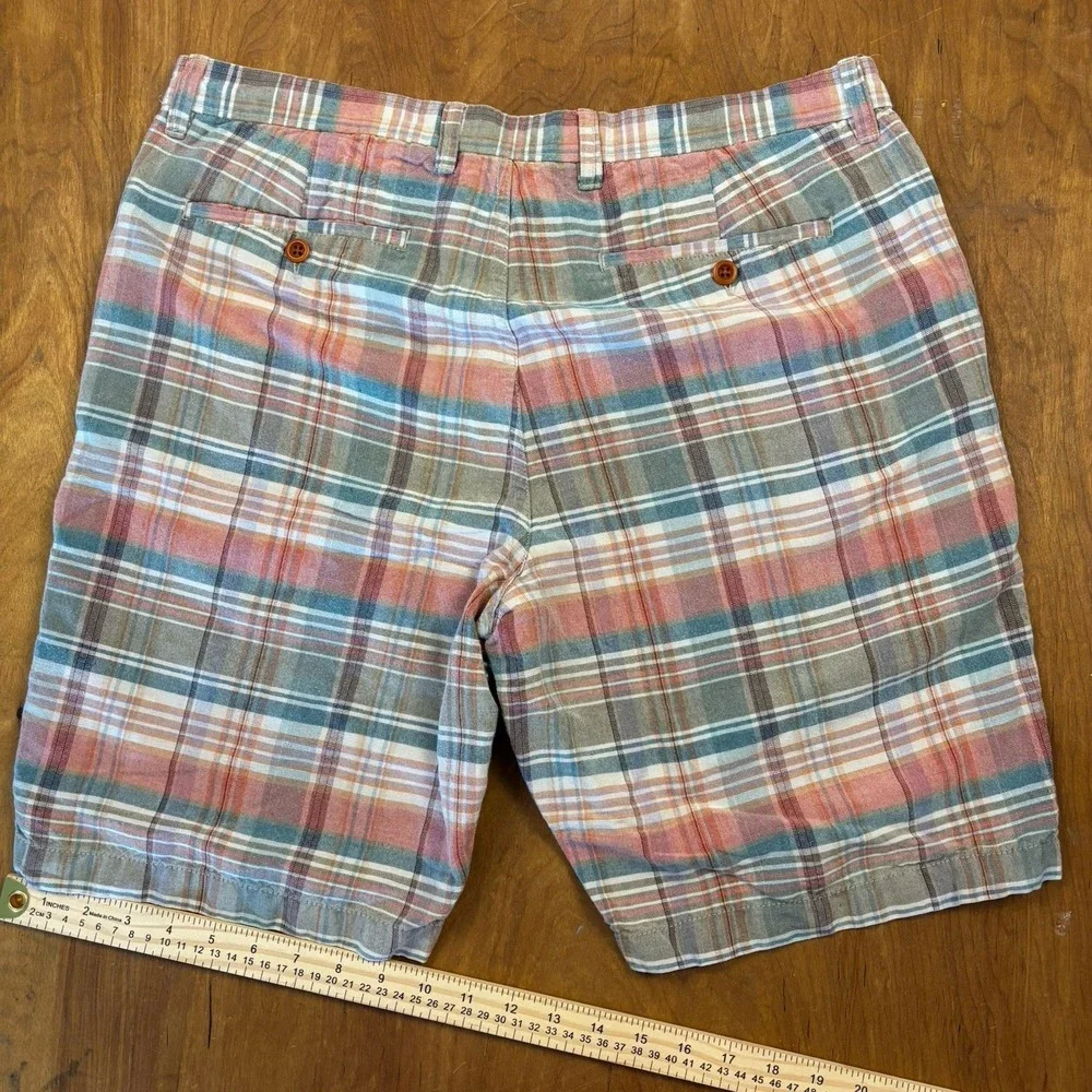 Tommy Bahama Plaid Linen‎ Shorts Lot 2 Mens Size 35 Summer Casual Beach Preppy